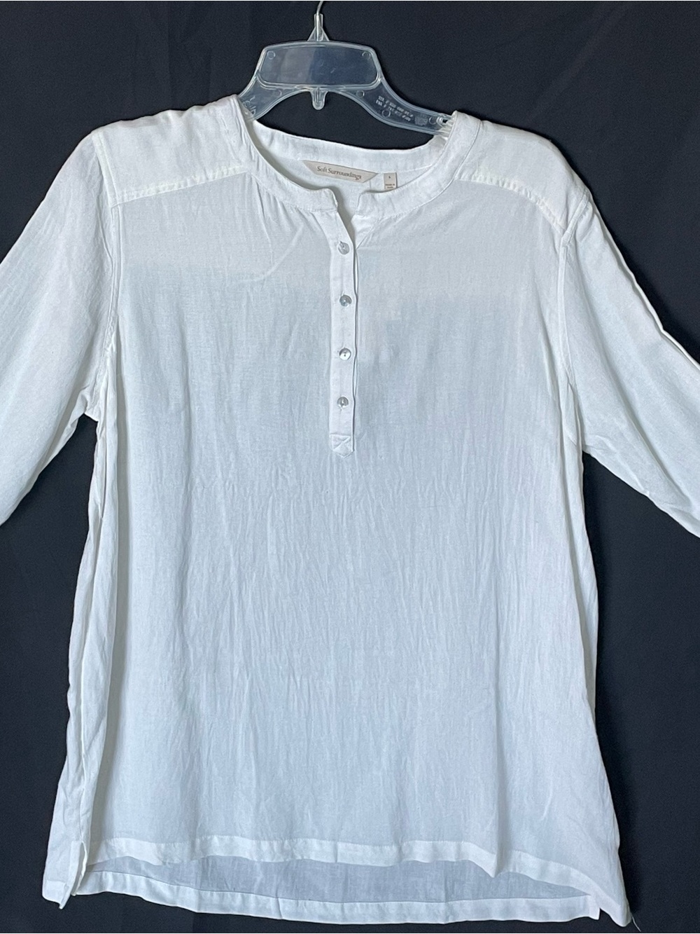 Soft Surroundings White Button Henley Top